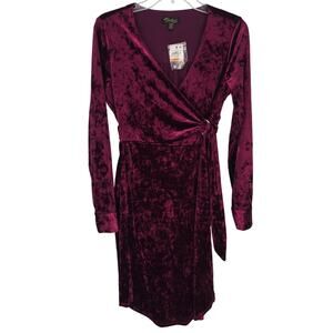 Thalia Sodi Wine Velvet Wrap Cocktail Dress Vampy Holiday Glam Party NWT